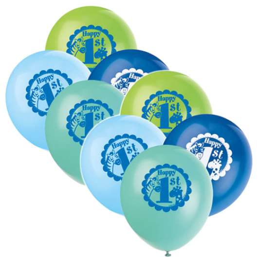1-års Kalas Safari Blå Ballonger