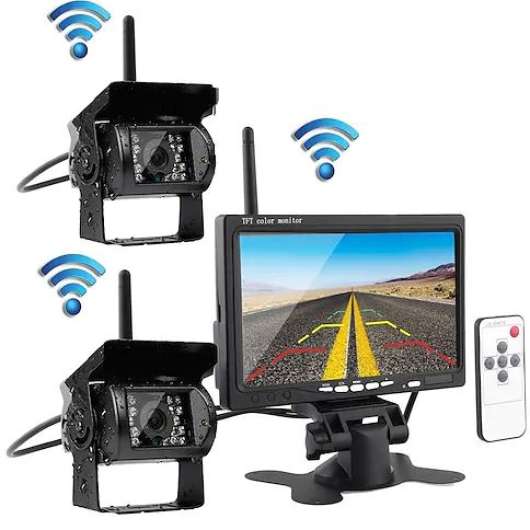2st Trådlösa backkameror för bil, lastbil & släp, HD, digital signal, 100m räckvidd, 10m IR Mörkersyn