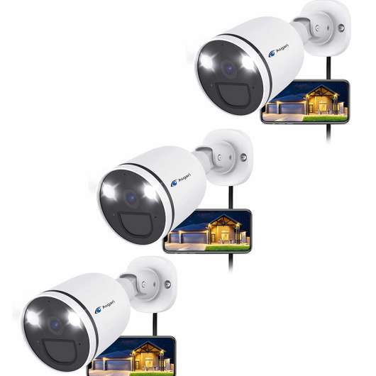 3st trådlösa övervakningskameror Asgari 1440PRO Smartcam, 1440p Trådlös FHD IP Kamera, 20m IR, 114°, microSD, WDR, rörelselarm
