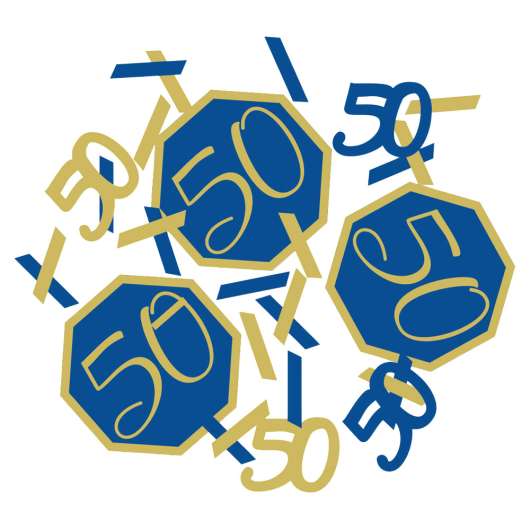 50 års Konfetti Marinblå och Guld