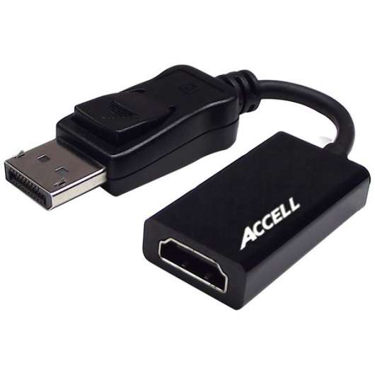 ACCELL UltraAV, DP till HDMI-adapter, 3D, 4K, 0,2m, svart, POLY-Bag