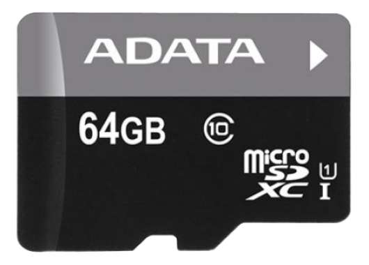 ADATA 64GB MicroSD w/adapter R:50MB/s W:10MB/s