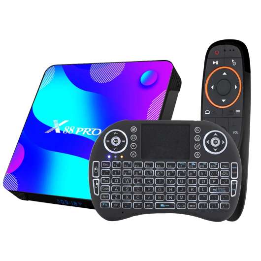 Android TV Box 4K X88 PRO, Android 10, 128GB, WiFi 2,4&5,8G, Två Fjärrkontroller, Bluetooth