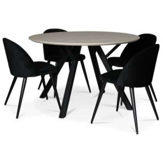 Ankara matgrupp runt matbord + 4 st svarta Alice stolar