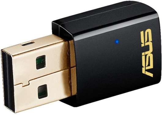 ASUS USB-AC51, AC600 USB-nätverksadapter, 802.11ac, Dual Band, svart