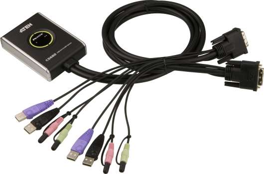 ATEN KVM-switch, 1-2, DVI-D/USB, 1,2m kablar