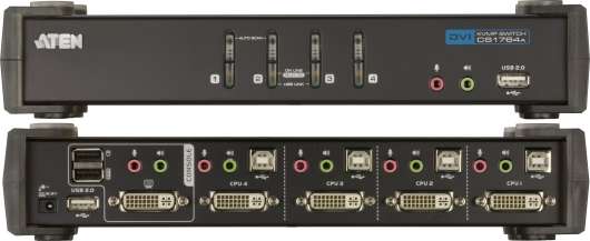ATEN KVM-switch, 1 konsol styr 4 datorer, DVI/USB, 2 extra USB-portar