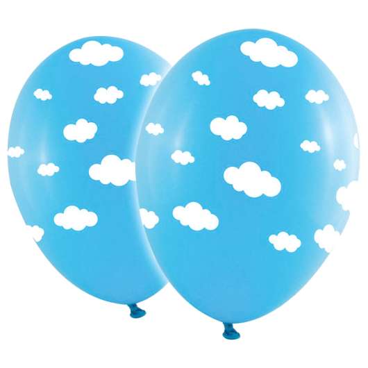 Baby Blå Ballonger med Vita Moln