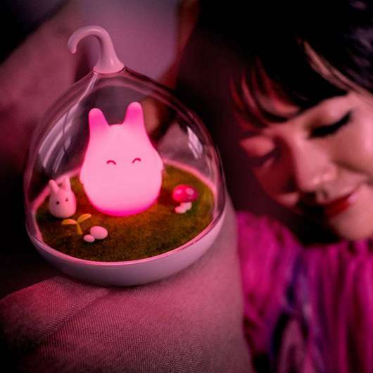 Baby Nattlampa, Söt portabel LED-lykta i Totoro-stil, uppladdningsbar, vibrations-sensor - Rosa