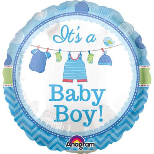 Baby Shower Its a Baby Boy Ballong Folie Rund