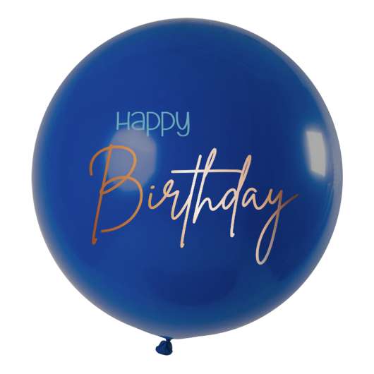 Ballong XL Happy Birthday Rund True Blue - 1-pack