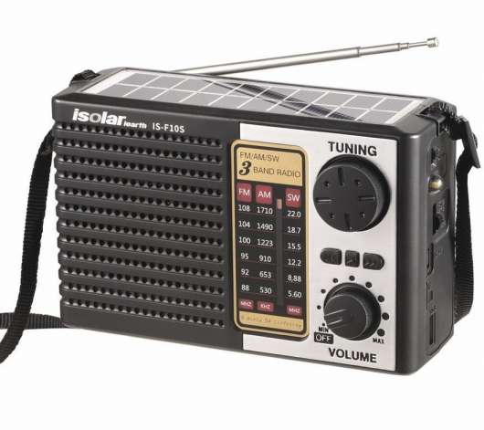 Bärbar Nödradio med solpanel/solceller, AM/FM + Bluetooth, MP3, LED, Uppladdningsbar