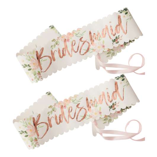 Blommigt Ordensband Bridesmaid - 2-pack