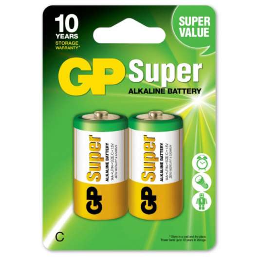 C-Batterier 2-pack GP Super Alkaline