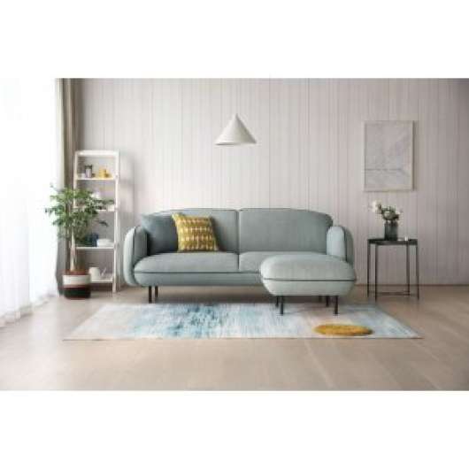 Catta 3-sits soffa med fotpall - Ljusblå