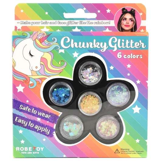 Chunky Glitter Sminkset 6-Pack