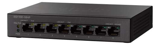 Cisco Gigabit nätversswitch 8xRJ45-portar varav 4 är PoE, 32W, svart,