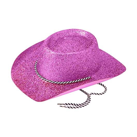 Cowboyhatt Lila med Glitter - One size