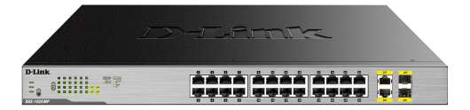 D-Link nätverksswitch, 24xRJ45, 2xSFP, Gigabit, PoE, 370W, grå