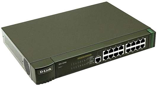 D-Link switch 16x10/100Mbps, NWay, uplink