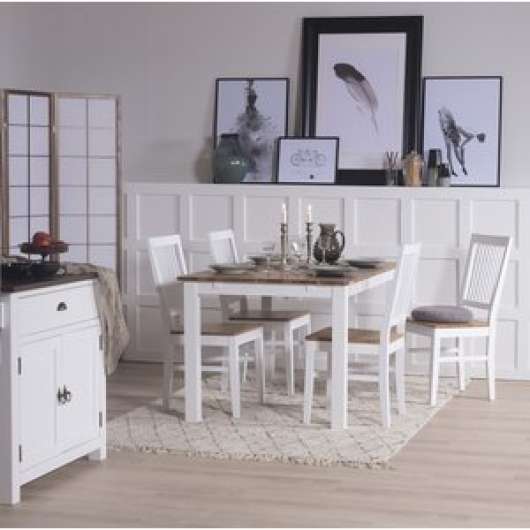 Dalarös matgrupp bord vit/ek med 4 st Dalarös stolar