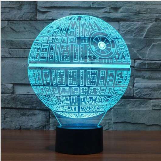 Dekorativ Star Wars lampa med 3D-effekt och skiftande färg - Death Star