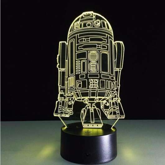 Dekorativ Star Wars lampa med 3D-effekt och skiftande färg - R2D2