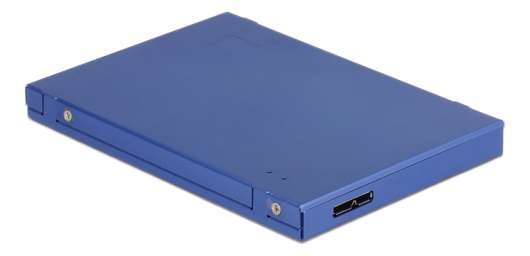 DeLOCK 2,5" kabinett, M.2/mSATA SSD, USB3.1 Gen 2, blå