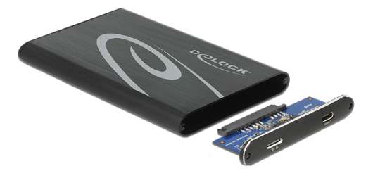 DeLOCK ext kabinett 1x2,5" SATA-HDD, USB 3.1 Gen2, max 9,5mm, svart