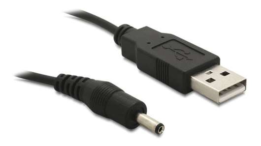 DeLOCK USB strömkabel, USB 2.0 Typ A ha, DC 3,5x1,35mm, 1,5m, svart