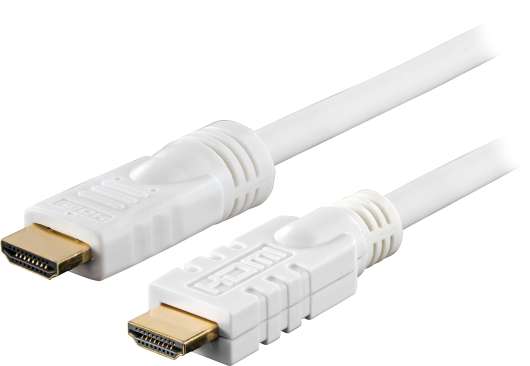 DELTACO aktiv HDMI kabel, HDMI High Speed with Ethernet, 20m, vit