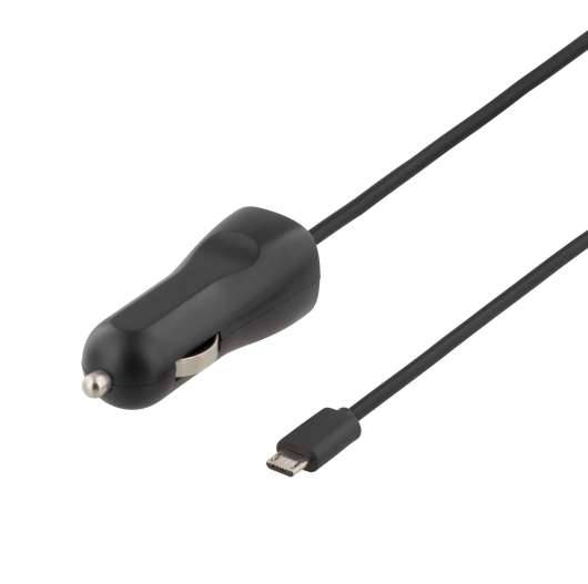DELTACO billaddare med micro USB, 12-24V till 5V 2,4A, svart