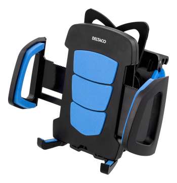 DELTACO Cykelhållare för smartphones, max 60-88mm, roterbar, svart/blå