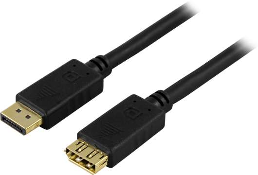 DELTACO DisplayPort förlängningskabel, 20-pin ha - ho 1m, svart
