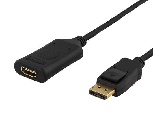 DELTACO DisplayPort till HDMI-kabel, aktiv, 4K i 60Hz, 1m, svart