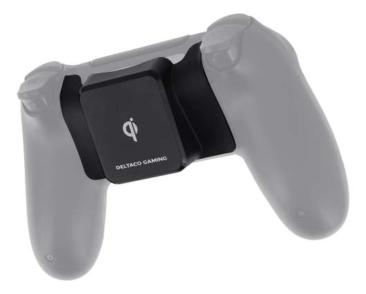 DELTACO GAMING trådlös Qi-receiver till PS4 handkontroll, svart