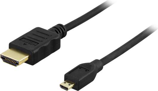 DELTACO HDMI A - Micro kabel, HDMI High Speed with Ethernet, 2m, svart