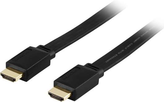 DELTACO HDMI-kabel, v1.4+Ethernet, 19-pin ha-ha, 1080p, flat,svart, 7m