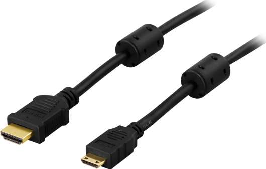 DELTACO HDMI-kabel, v1.4+Ethernet, 19-pin ha-Mini ha, 1080p, svart, 3m