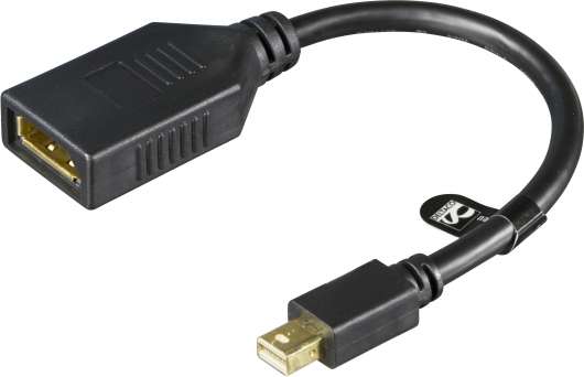 DELTACO Mini DisplayPort ha till DisplayPort ho, 0,15m, svart