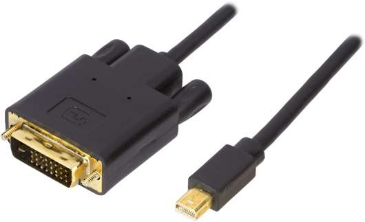 DELTACO mini DisplayPort till DVI-D kabel, ha-ha, 2m, svart