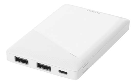 DELTACO power bank 5000 mAh, 2x USB-A, Micro USB, safety features