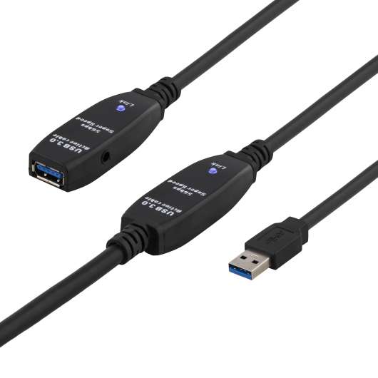 DELTACO PRIME aktiv USB 3.0-förlängningskabel, Typ A ha - ho, 15m, s