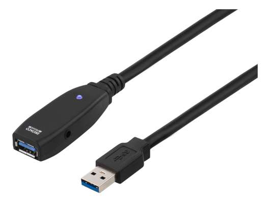 DELTACO PRIME aktiv USB 3.0-förlängningskabel, Typ A ha - ho, 2m, svar