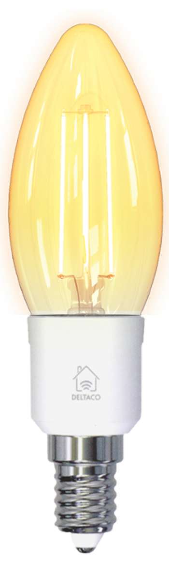 DELTACO SMART HOME FILAMENT LED-lampa, E14, WiFI, 4.5W, 1800K-6500K
