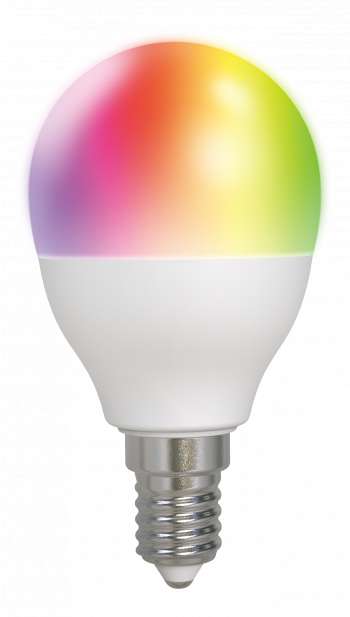DELTACO SMART HOME LED-lampa, E14, G45, WiFI, 5W, RGB, dimbar, vit
