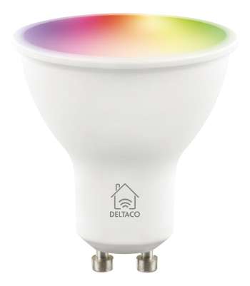 DELTACO SMART HOME LED-lampa, GU10, WiFI, 5W, RGB, dimbar, vit