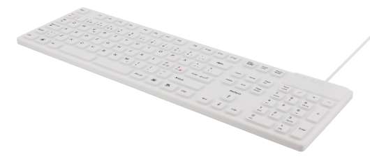 DELTACO tangentbord i silikon, IP68, full storlek, 105 tangenter, vit