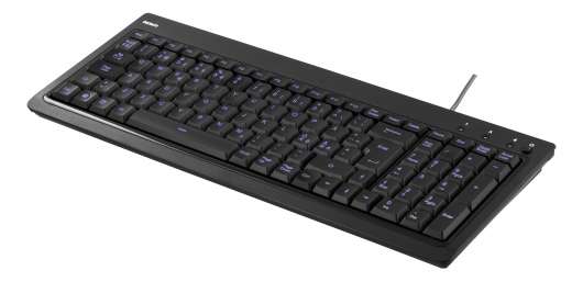DELTACO tangentbord med bakgrundsbelysning, USB, blått ljus, svart