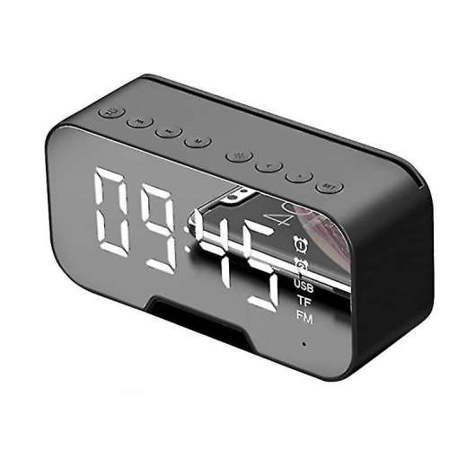 Digital LED väckarklocka med Radio, Bluetooth, högtalare, temperaturmätare - Svart